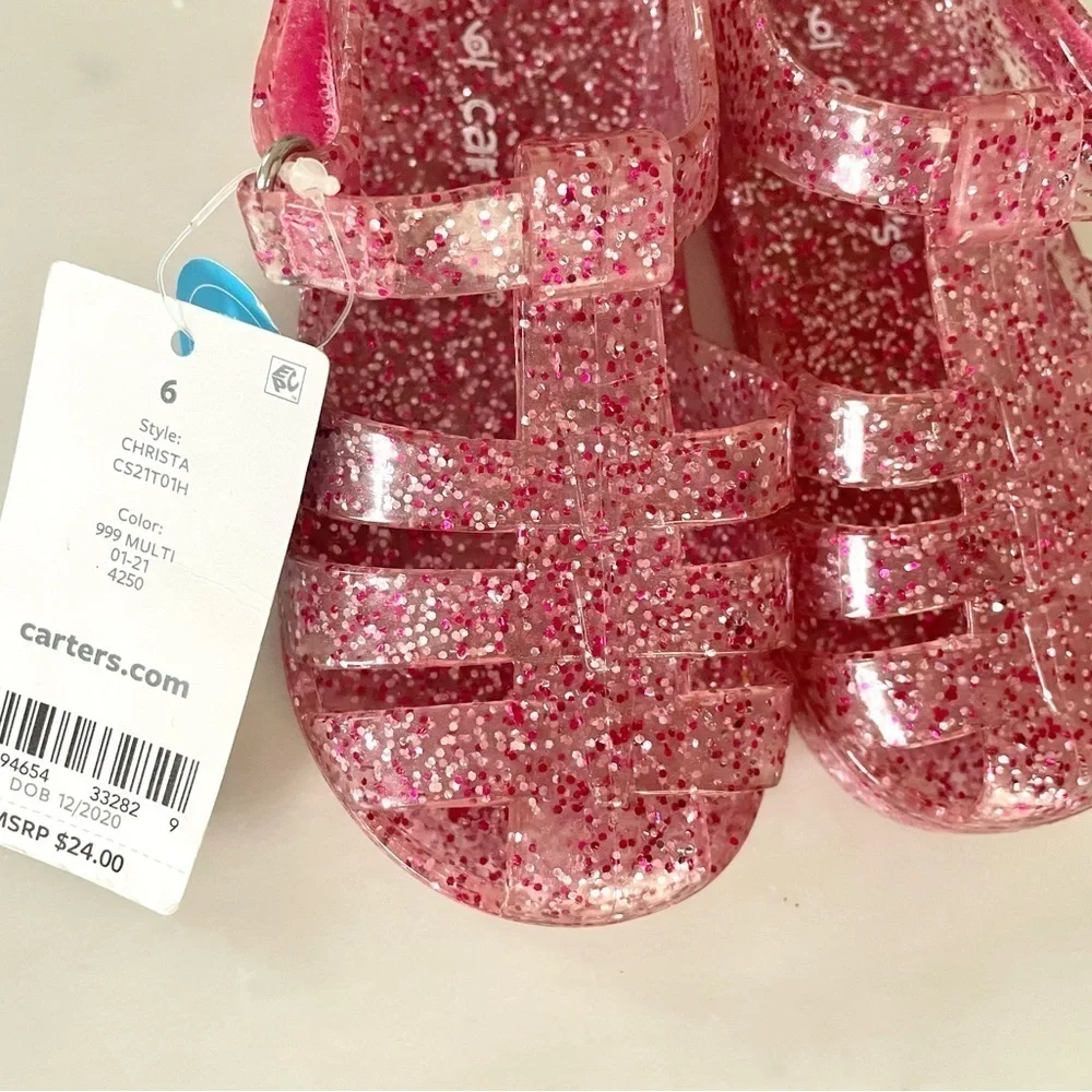 Carter's Pink Glitter Jelly Sandals